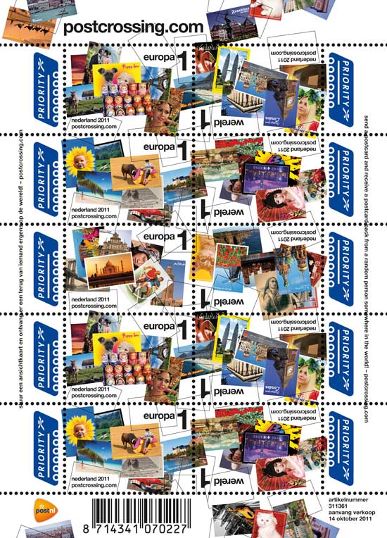 postcrossing stamps issued by the Dutch post