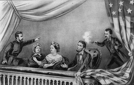 Picture of the assassination of LAbraham Lincoln