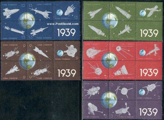 Cuba 1964, Rocket Post 25 years commemorative stamps