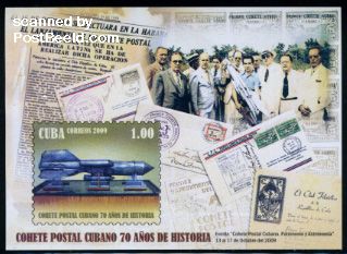 Cuba 2009, Rocket Post 70 years commemorative stamps