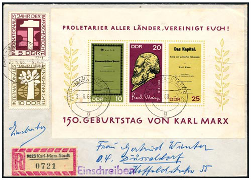 Enveloppe with Karl Marx stams