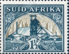 South Africa 1936. 1½d green and bright gold