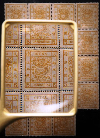 A close up of the stamps